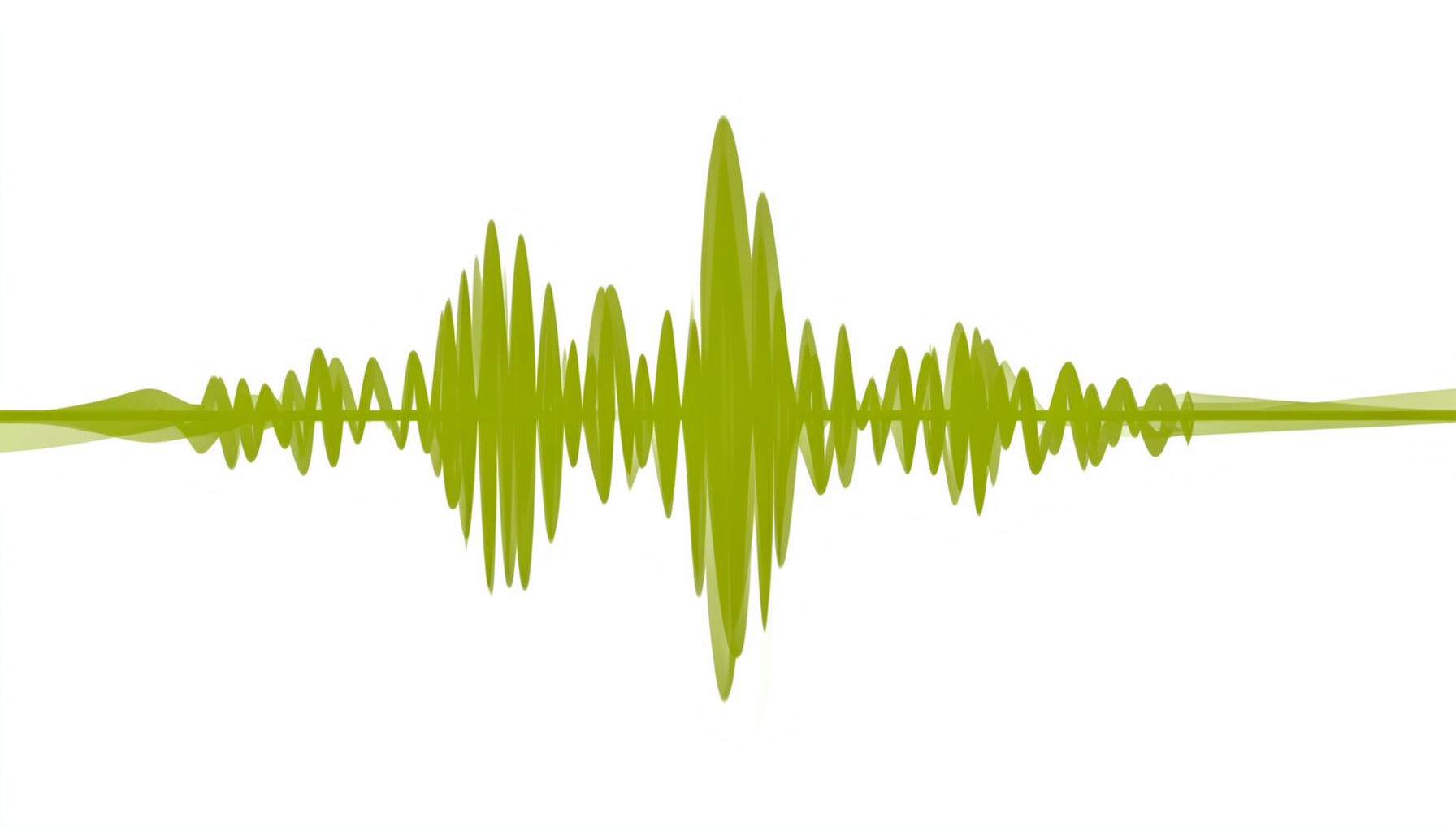 Abstract sound-wave illustration in olive green on white, clean and modern