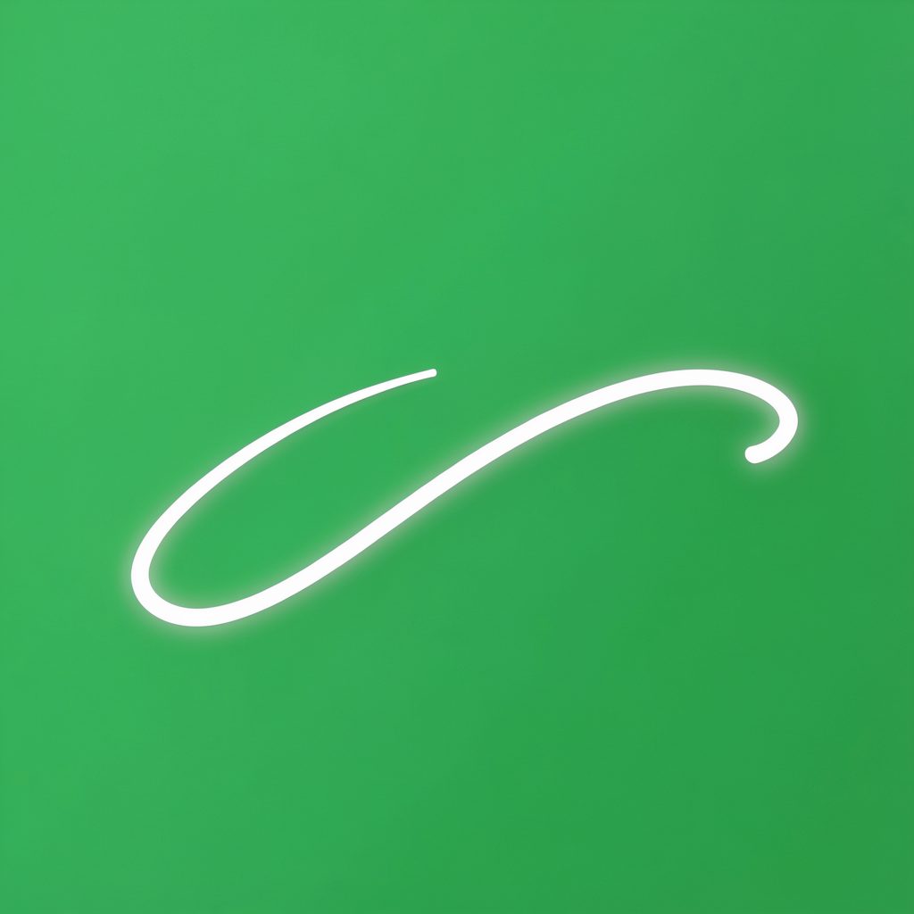 Soft white curved line-art swoosh on a green background, conveying an airy and energetic feel